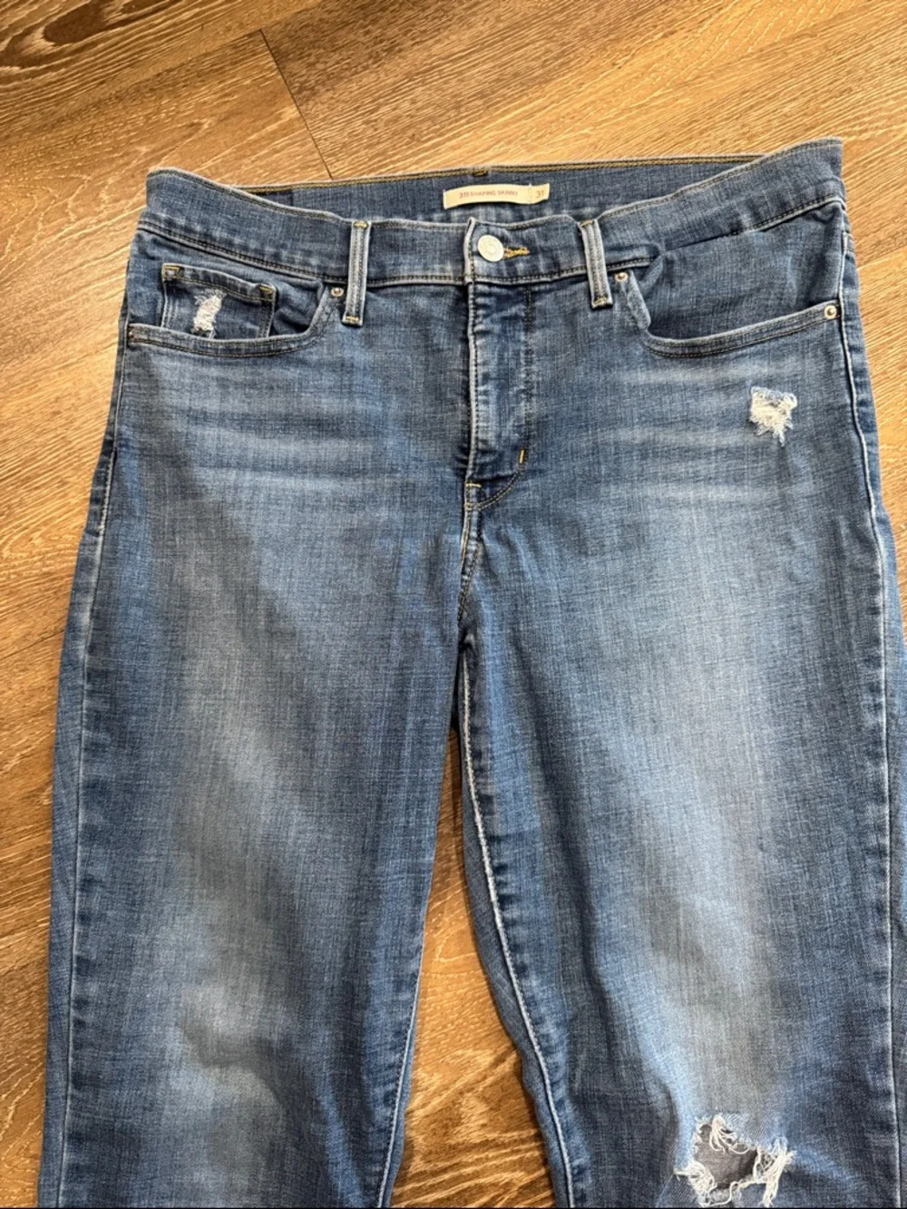 Levi's 311 Blue Distressed Skinny Jeans - Picture 3 of 9